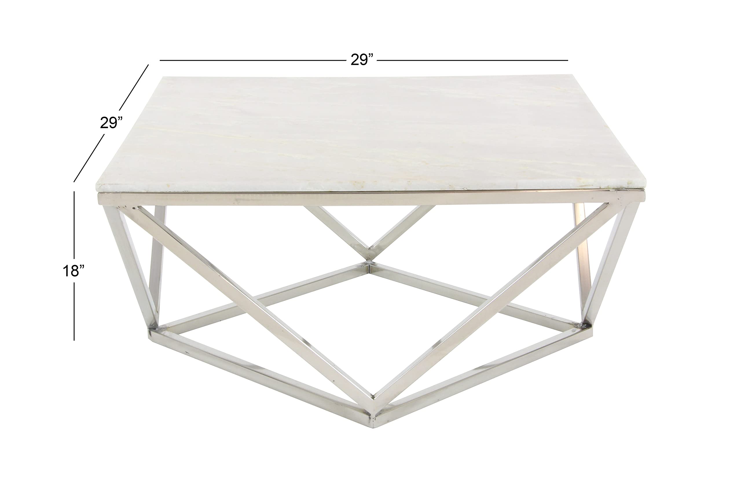Deco 79 Ceramic Accent Table with Marble Top, 29" x 29" x 18", White