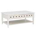 Powell Kelly Cream Coffee Table with Three Pull Thru Drawers and Open Shelf