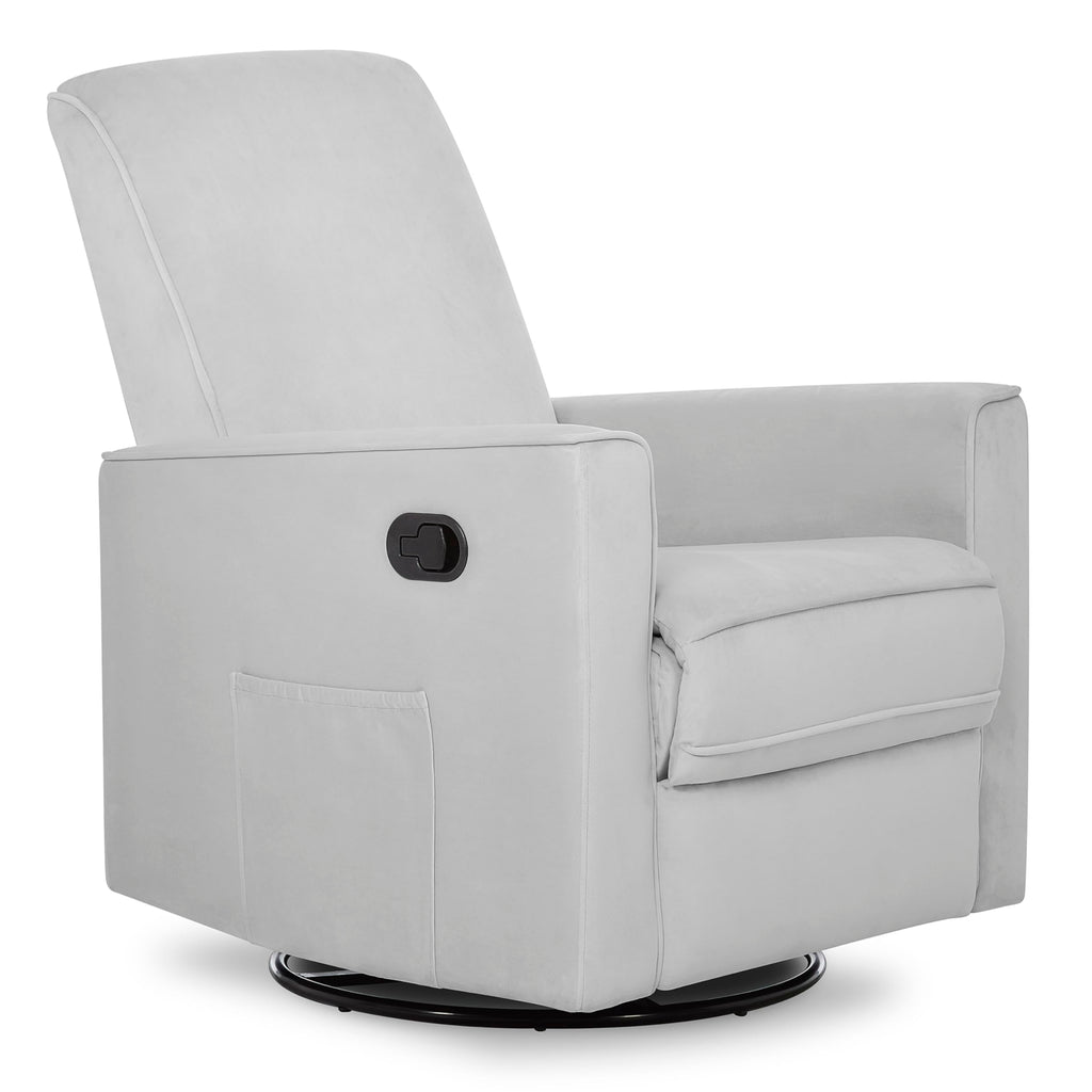 Evolur Raleigh Upholstered Manual Glider Recliner– Rocking & 360° Swivel with Smooth Glide – Greenguard Gold & FSC Certified – Modern Nursery and Living Room Chair in Grey