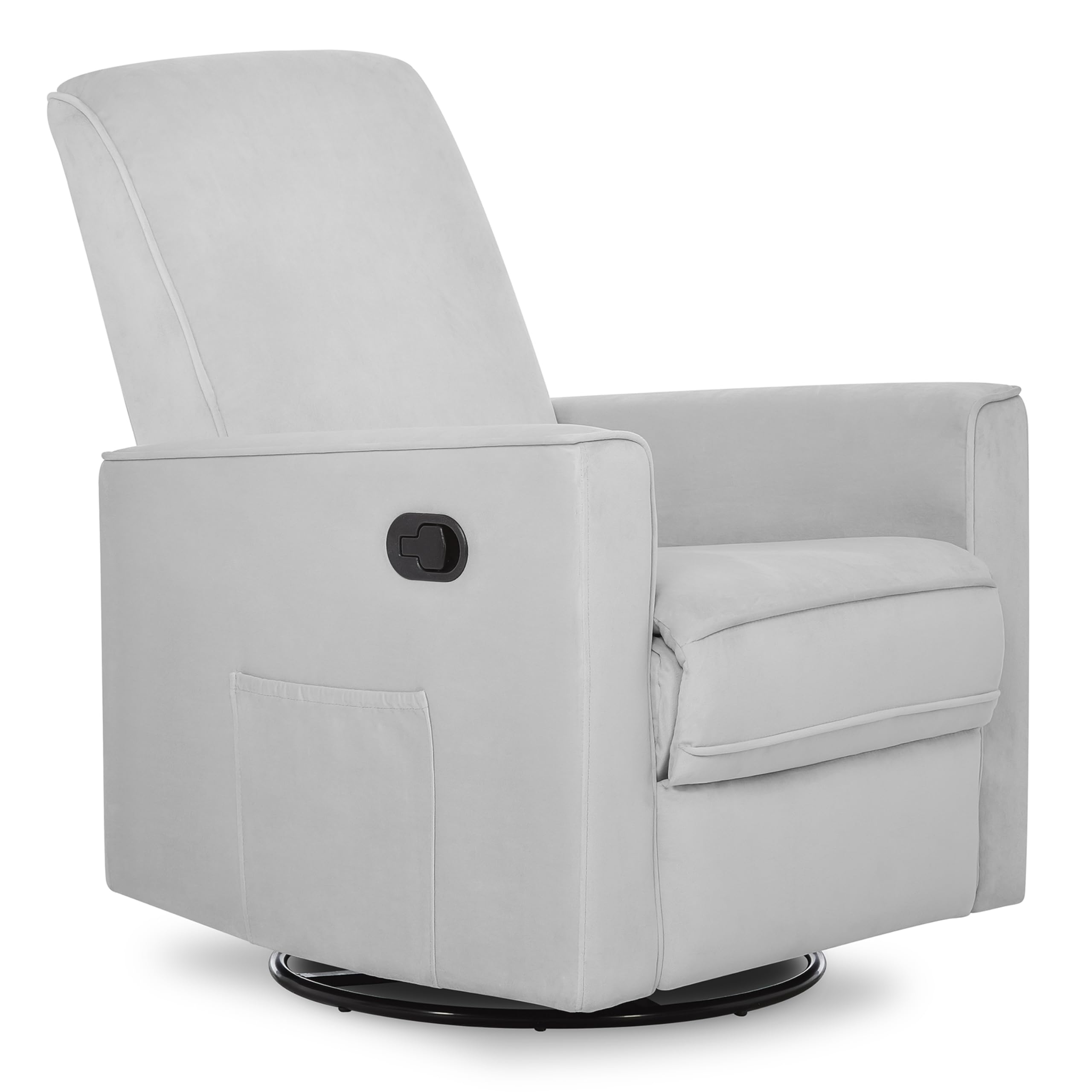 Evolur Raleigh Upholstered Manual Glider Recliner– Rocking & 360° Swivel with Smooth Glide – Greenguard Gold & FSC Certified – Modern Nursery and Living Room Chair in Grey