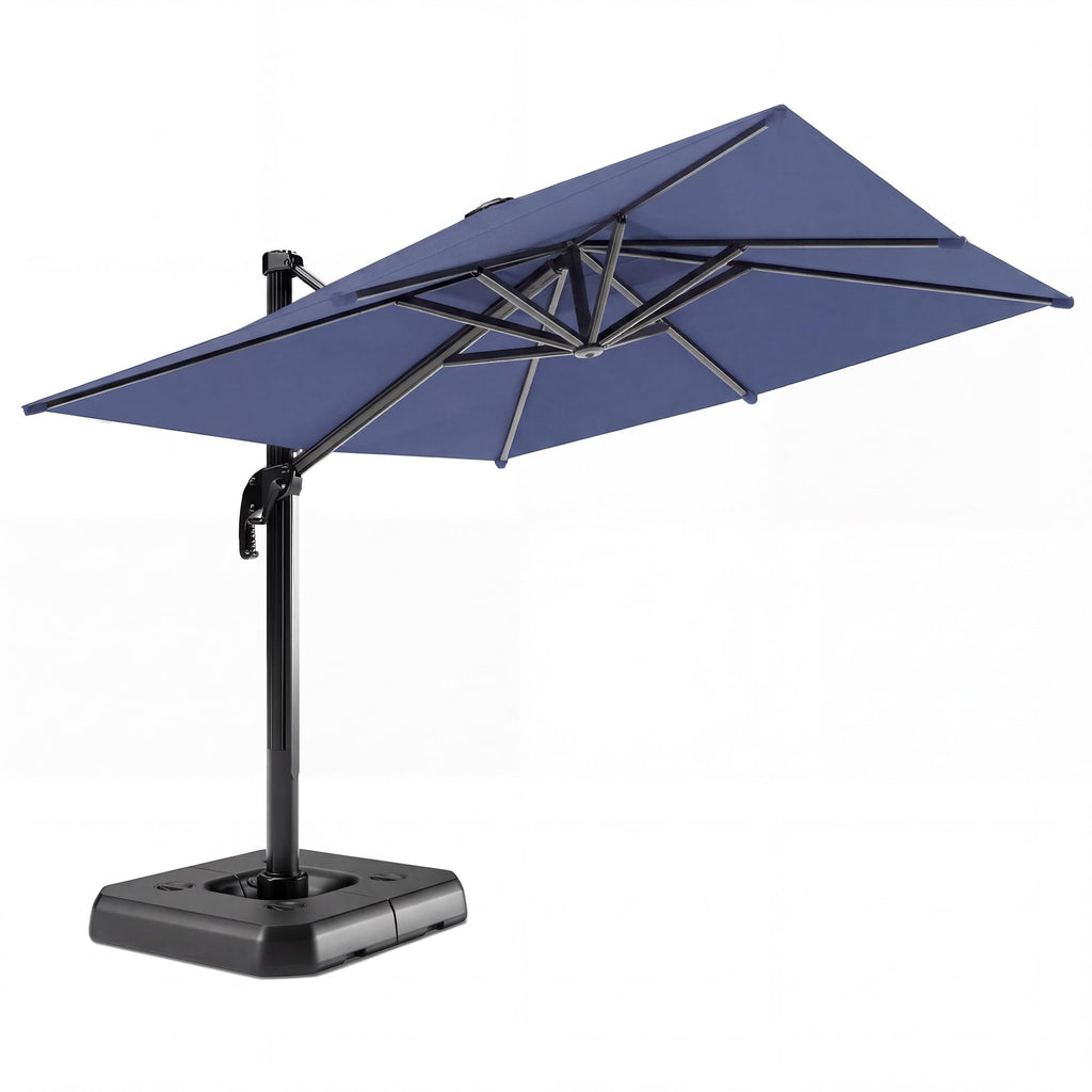 EO Living 11 Feet Patio Umbrella Outdoor Cantilever Square Umbrella Heavy Duty Aluminum Offset Umbrella with 360-degree Rotation for Garden Deck Pool Patio（Squre Blue）
