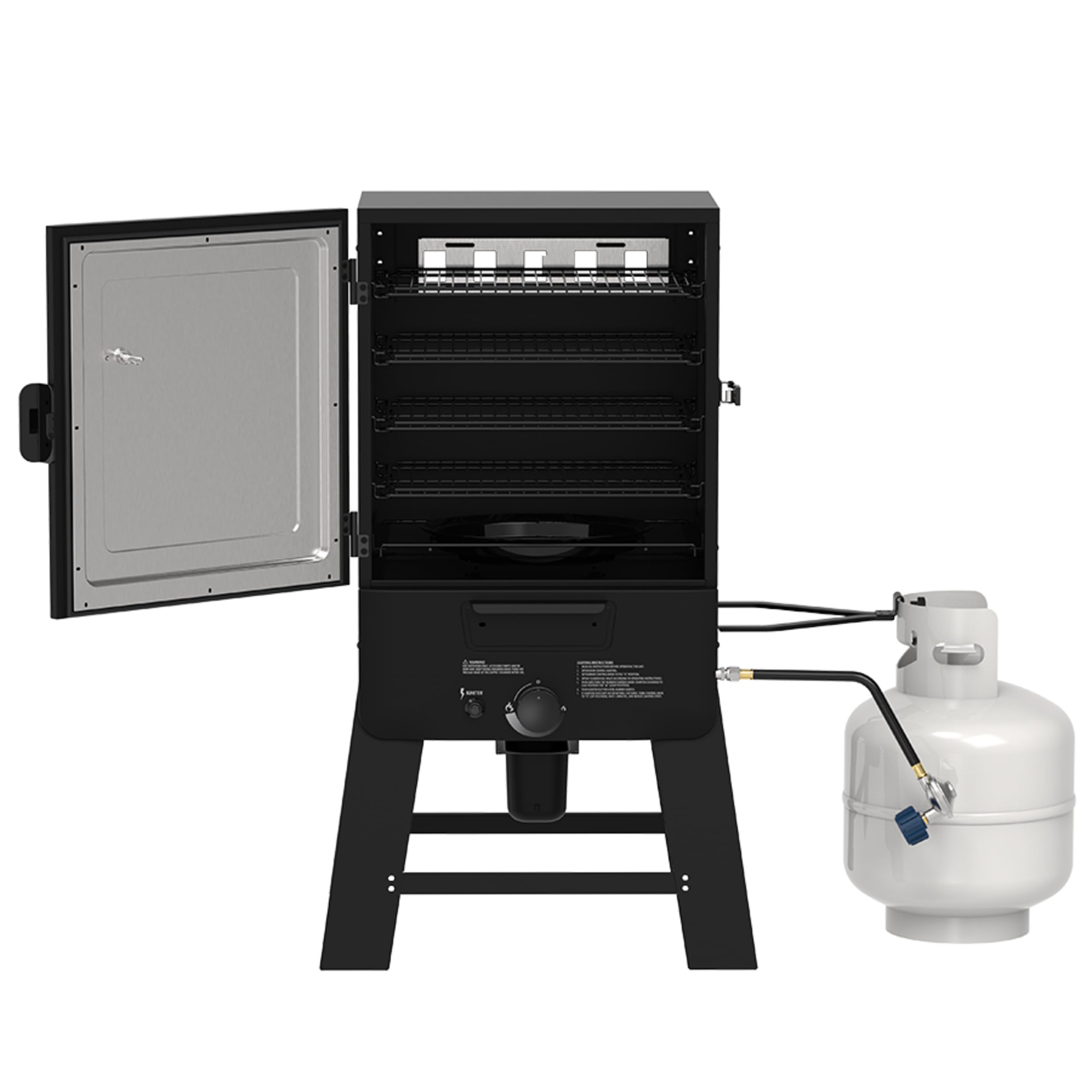 Pit Boss 30‑Inch Gas Vertical Smoker – 983 Sq. In. Cooking Surface, 12,500 BTU Dual‑Burner System, 100–300°F Temperature Range with Adjustable Racks & Wood Smoke Tray