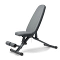 WeGym Collapsible Workout Bench, Adjustable Fitness Bench with 50 Configurations, Vegan Leather, Extra Wide 14in Seat for Home Gym Strength Training (Slate)