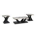 Signature Design by Ashley Cendill Contemporary Faux Marble Table with Casters, Set of 3, White & Black
