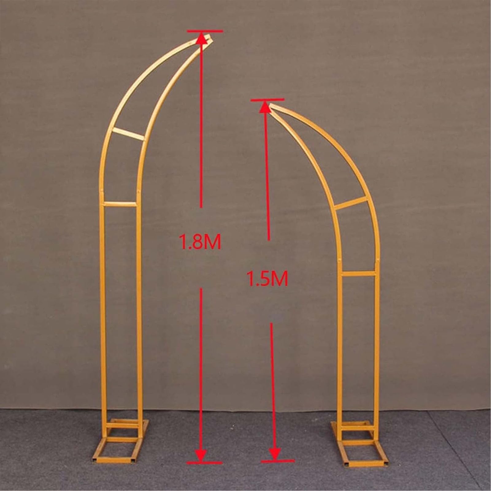 Black Iron Crescent Moon Wedding Arch Stand Set for Weddings and Events Easy Assembly 2 Pieces (Gold)