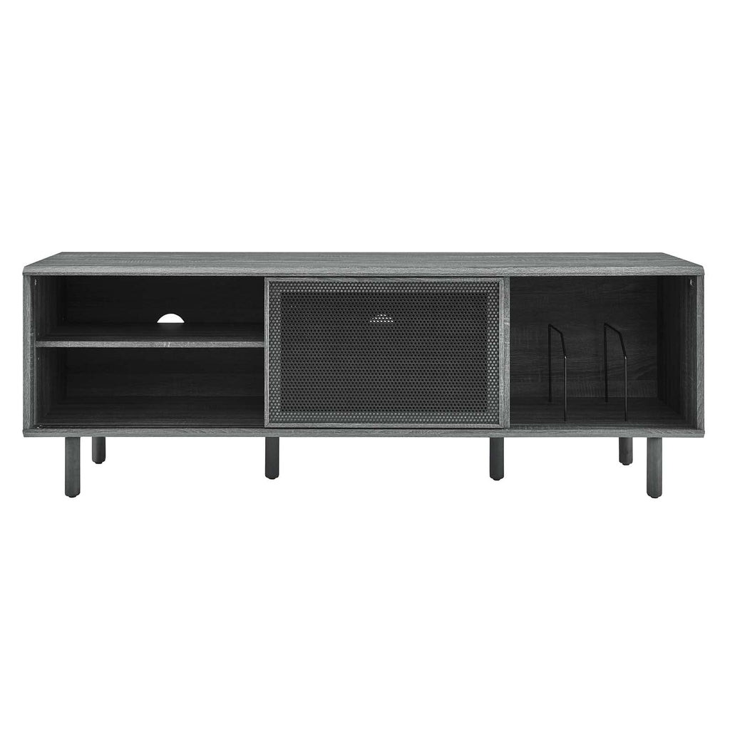 Modway Kurtis TV and Vinyl Record Stand, Charcoal