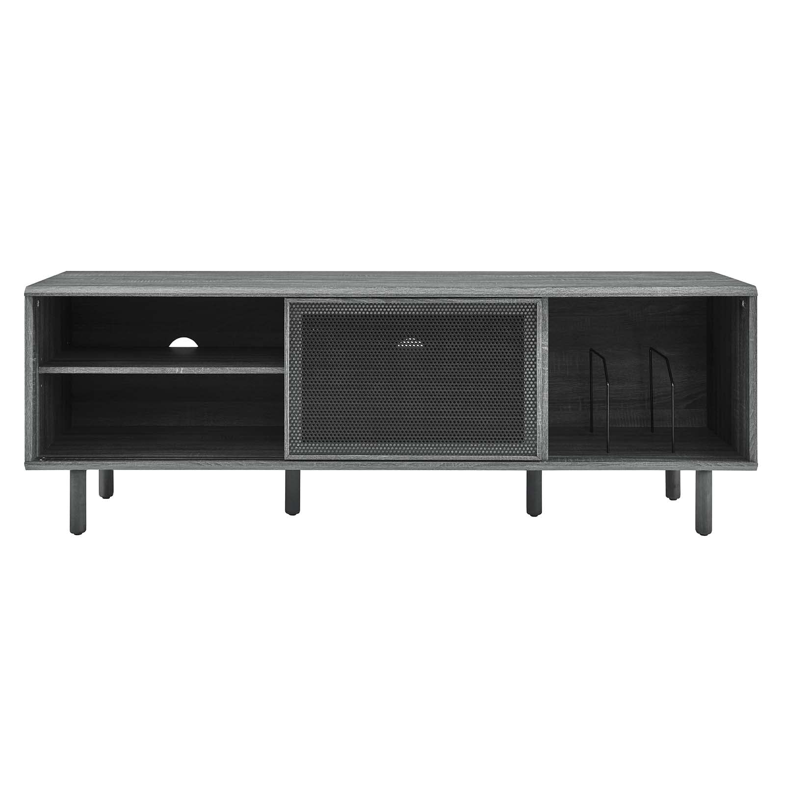 Modway Kurtis TV and Vinyl Record Stand, Charcoal