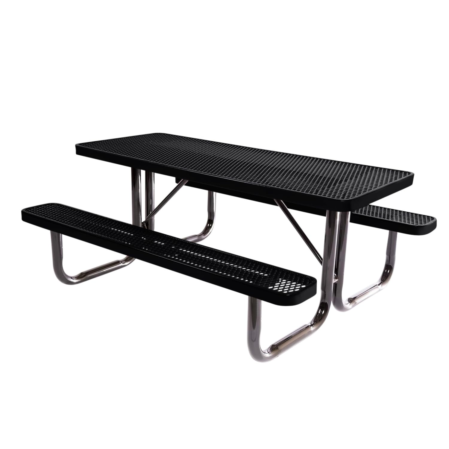 COATEDOUTDOORFURNITURE Heavy-Duty Portable Outdoor Picnic Table, Thermoplastic Coated Expanded Metal Commercial-Grade Patio Furniture Made in America (6ft Rectangular, Black)