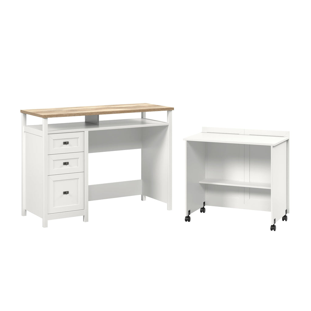 Sauder Cottage Road Credenza Desk, White Finish