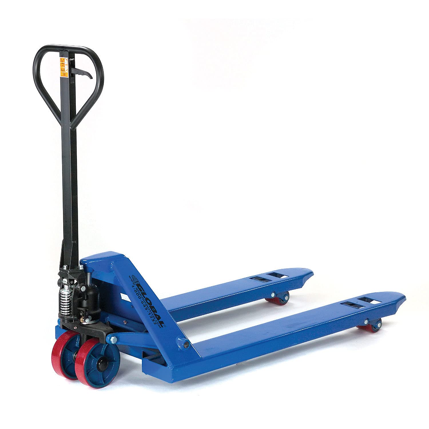 Global Industrial High Capacity Pallet Jack with 27" W x 48" L Forks, 6600 Lb. Capacity, Manual Duty Truck for Warehouse, Manufacturing and Retail, Blue Powder Coat Finish
