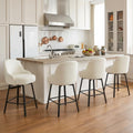 Counter Height Bar Stools Set of 4 with Back, 26''H Upholstered Swivel Barstools with Metal Leg, Modern Counter Stools for Kitchen Island,Beige
