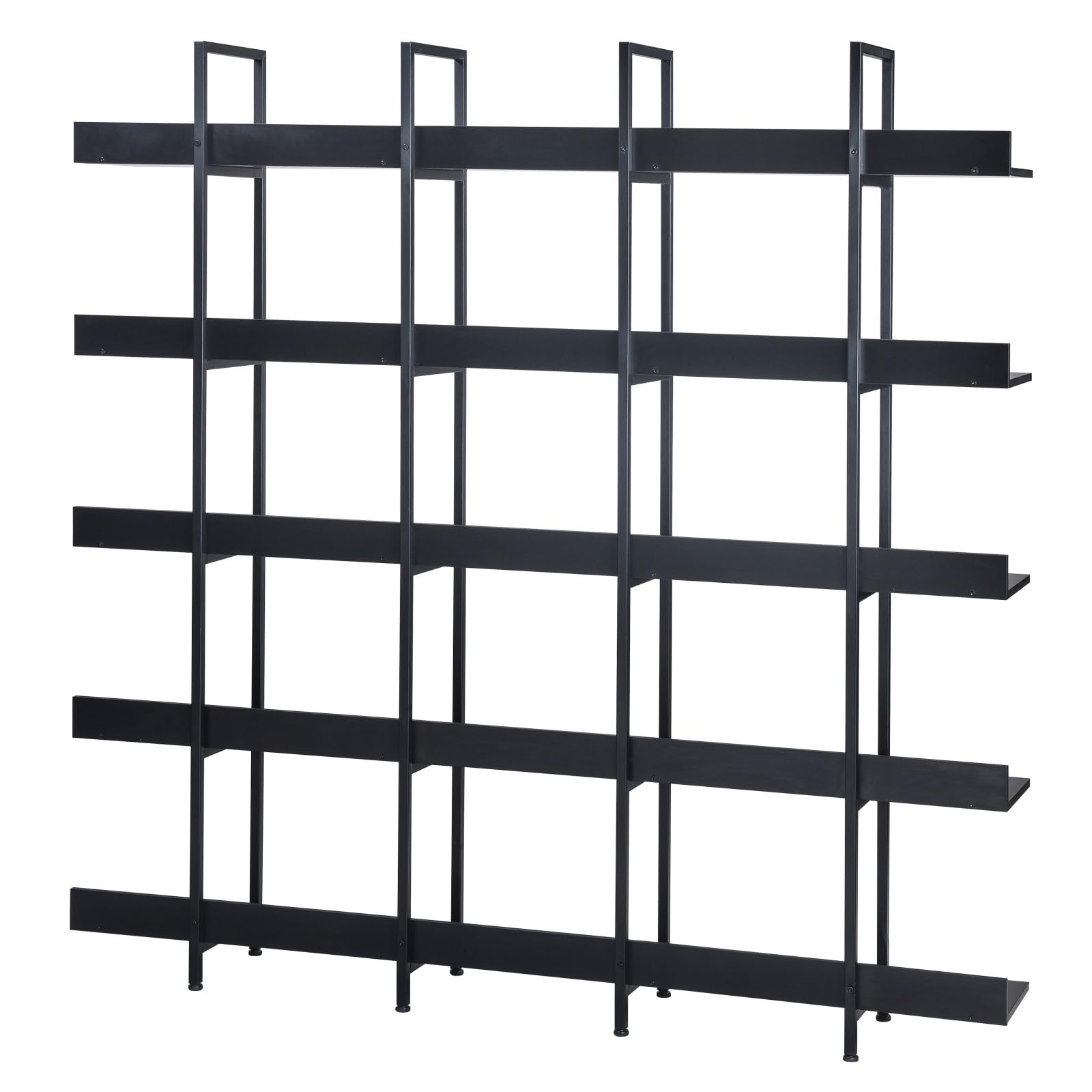 KCSWKJ 5 Tier Bookcase Home Office Open Bookshelf, Vintage Industrial Style Shelf with Metal Frame, MDF Board