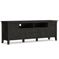 SIMPLIHOME Warm Shaker TV Stand - 72 inch Wide Solid Wood Media Console in Hickory Brown, Transitional Entertainment Center for Living Room for TVs up to 80 Inches with Cabinets and Cable Management