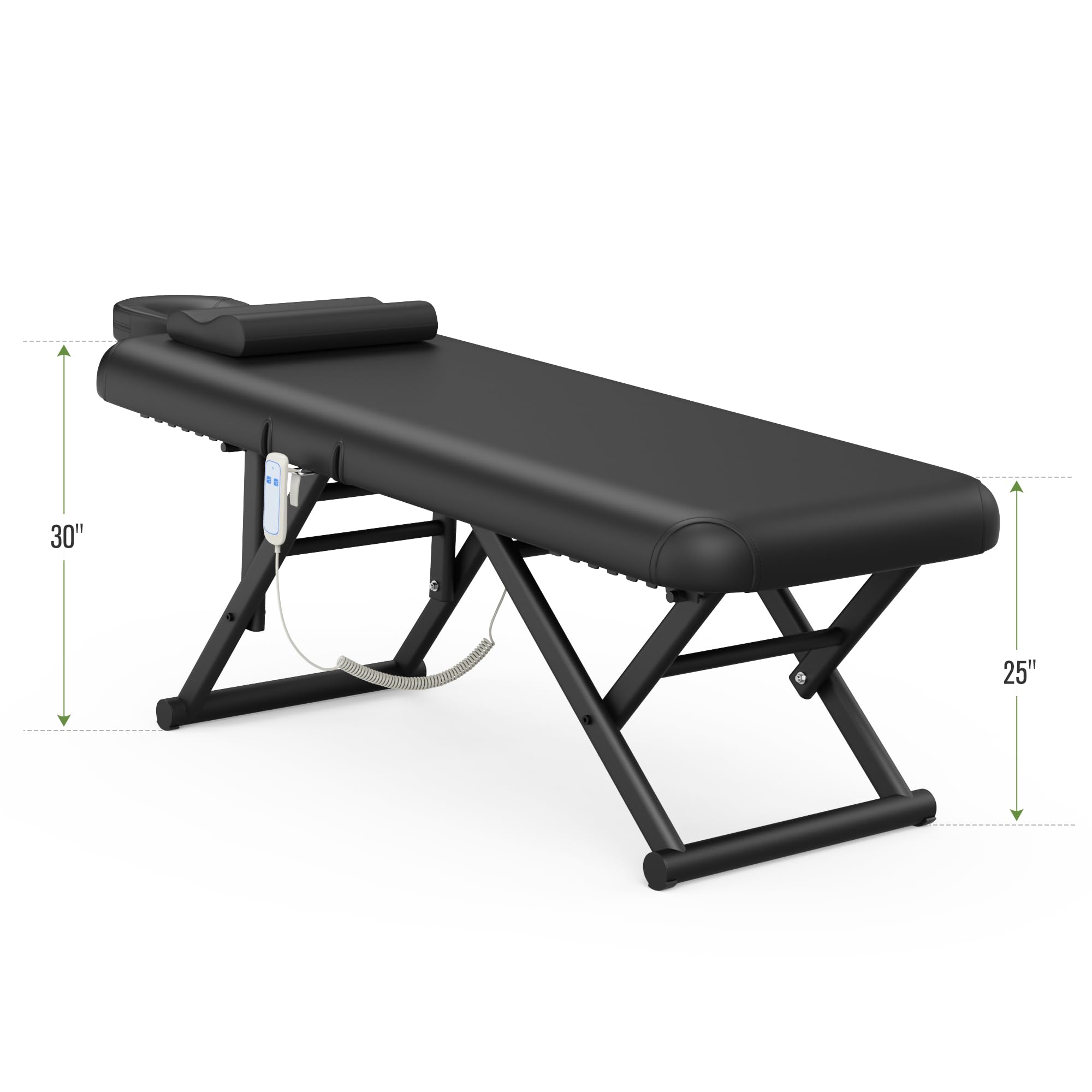 Dolonm Height Adjustable Massage Table with Face Pillow & Headrest for Treatment Table, Physical Therapy Table, Spa Facial Professional Massage Bed - Adjustable Backrest, Electric Leg Lifting, Black