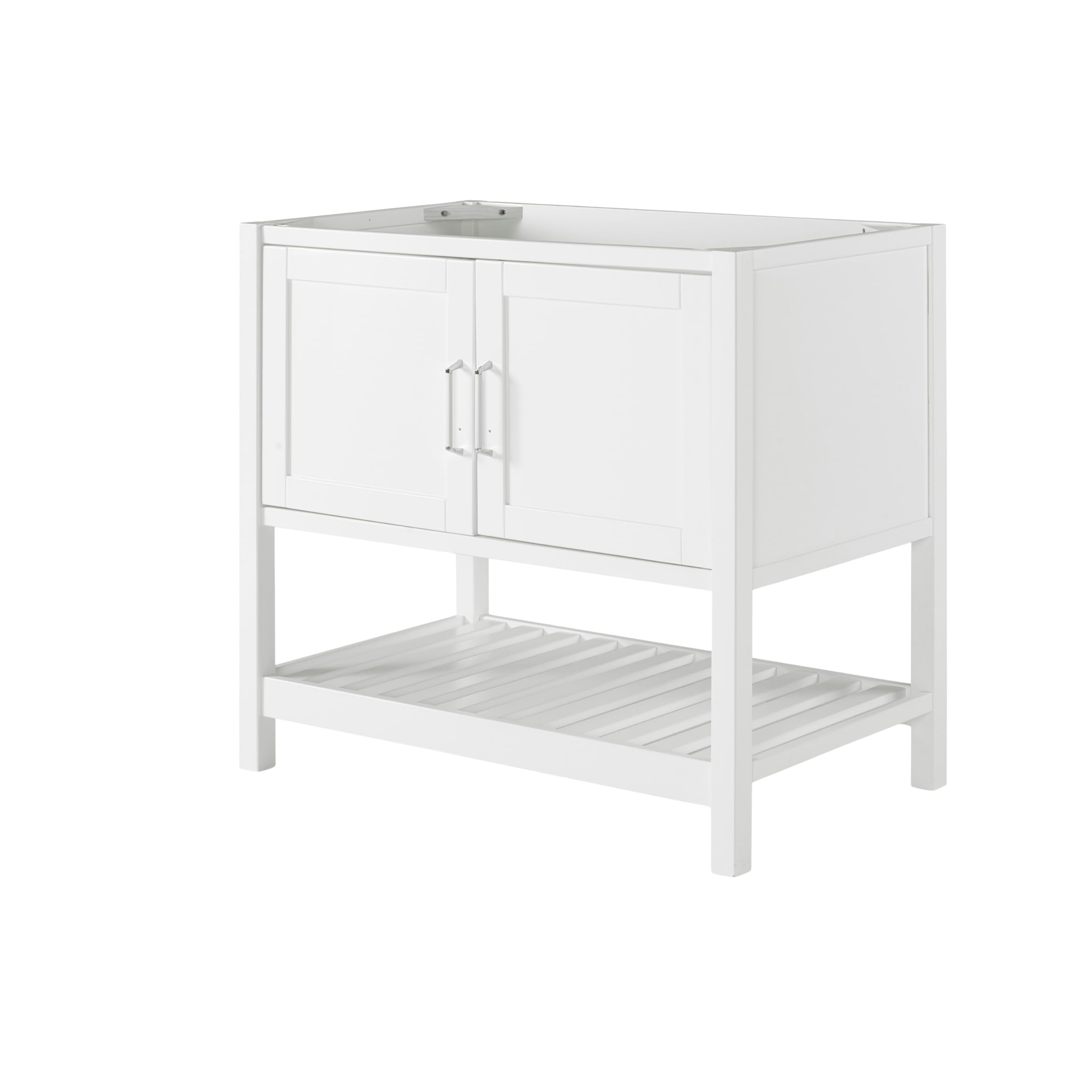 Alaterre Furniture Bennet Bathroom Vanity Without Sink – 36" Freestanding Wood Vanity Cabinet with Soft-Close Shaker Doors, Single Sink Base (White)