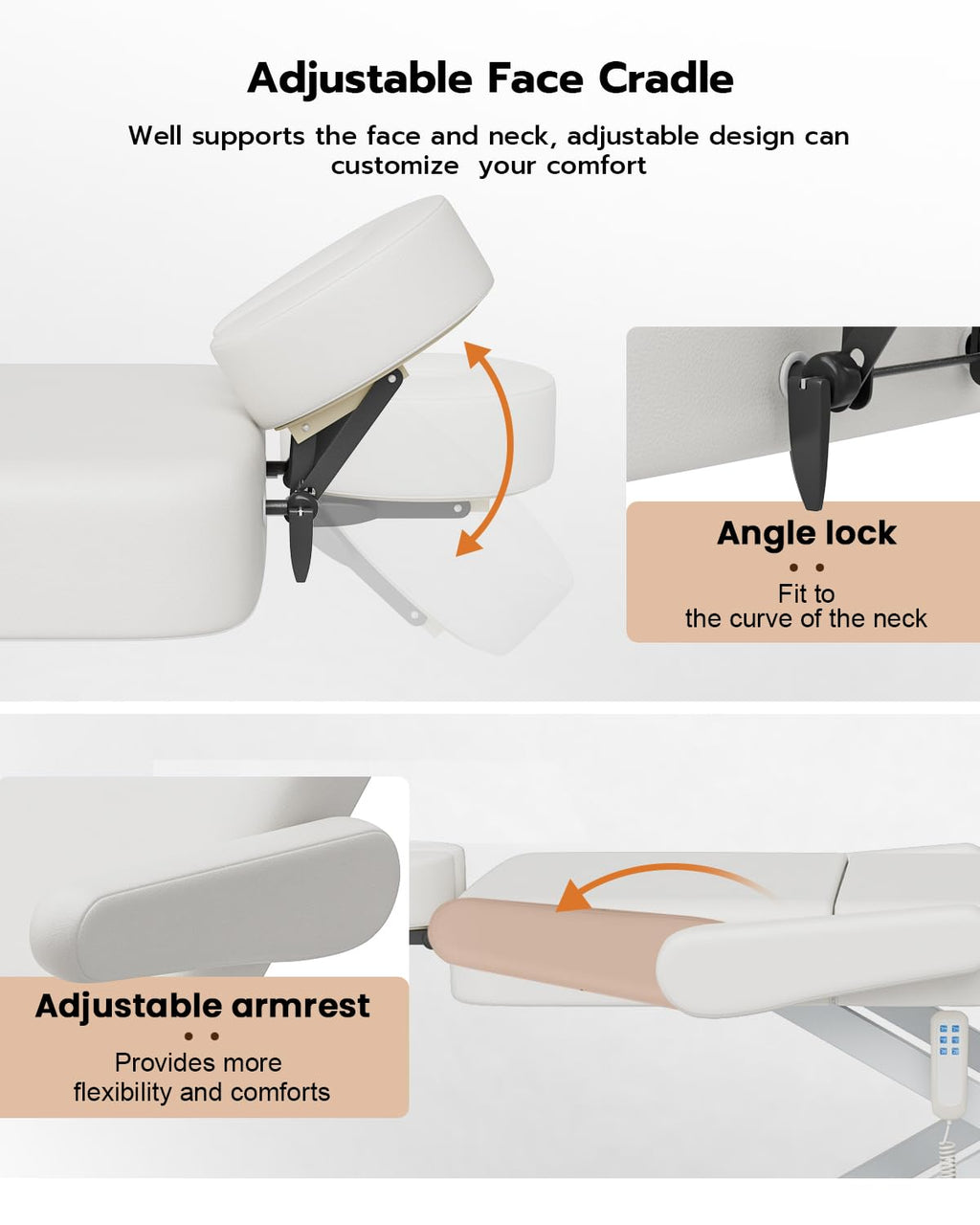 SyyBhb 6.7" Thickened Fully Electric Massage Table Professional for Clients, Customized Angle Adjustable and Electric Lift 3 Motor, Heavy Duty Frame, Exam/Treatment/Spa/Tattoo/Facial, White