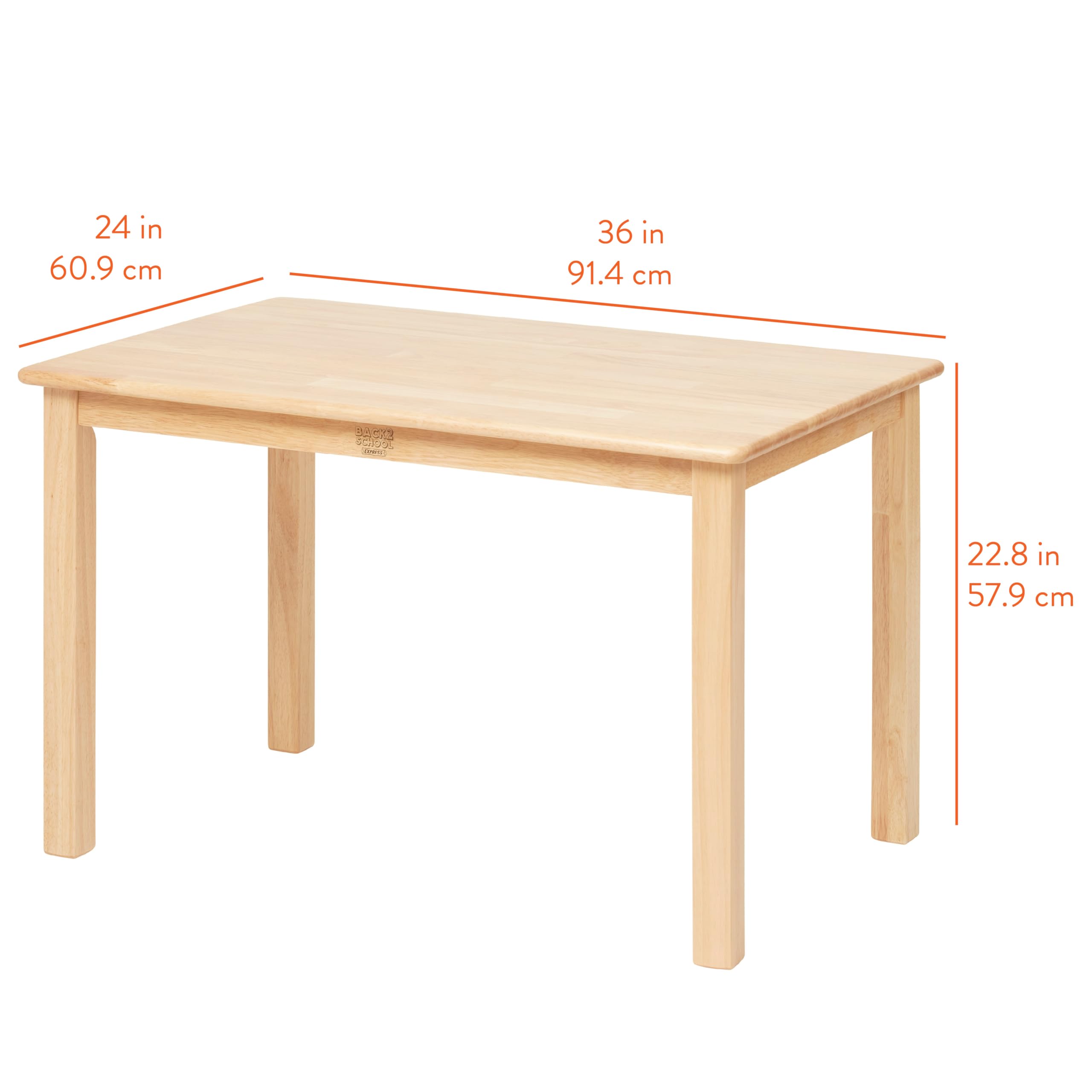 Back2School Express Wooden Activity Table and 12in Chairs, Wood Furniture, Natural, 3-Piece