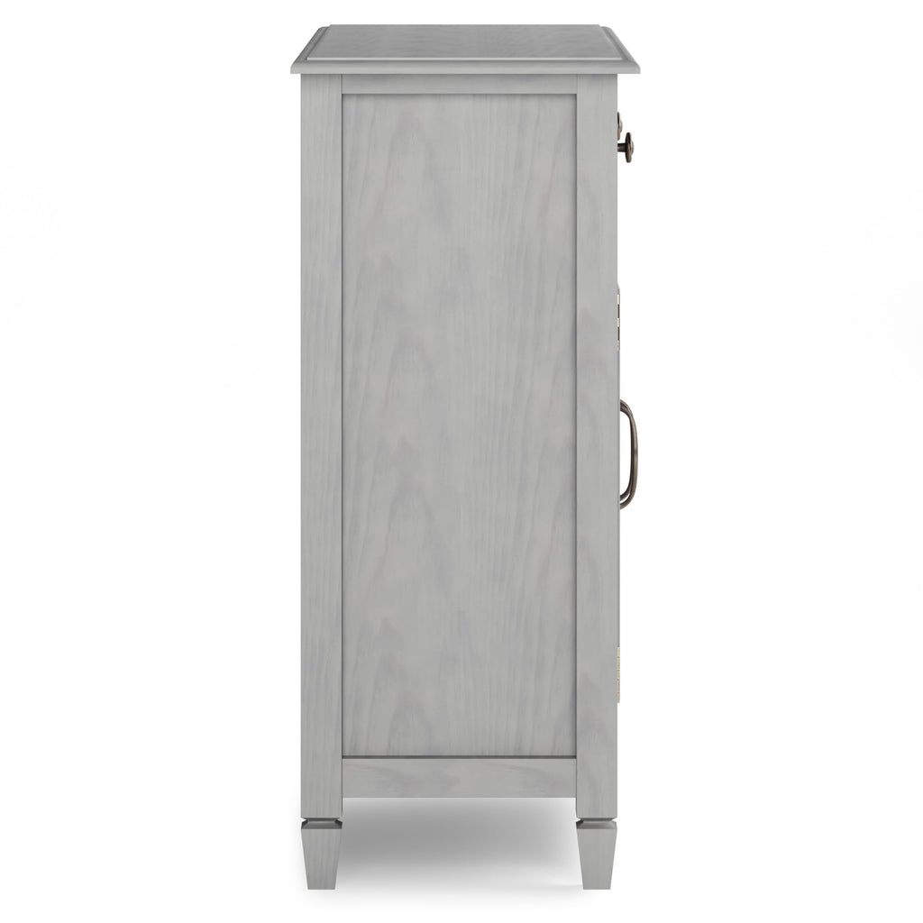 SIMPLIHOME Connaught 40-inch Wide Solid Wood Storage Cabinet in Fog Grey for Entryway, Living Room, Organizer for Hats, Gloves, Shoes, Keys, Slim Design, Traditional Style