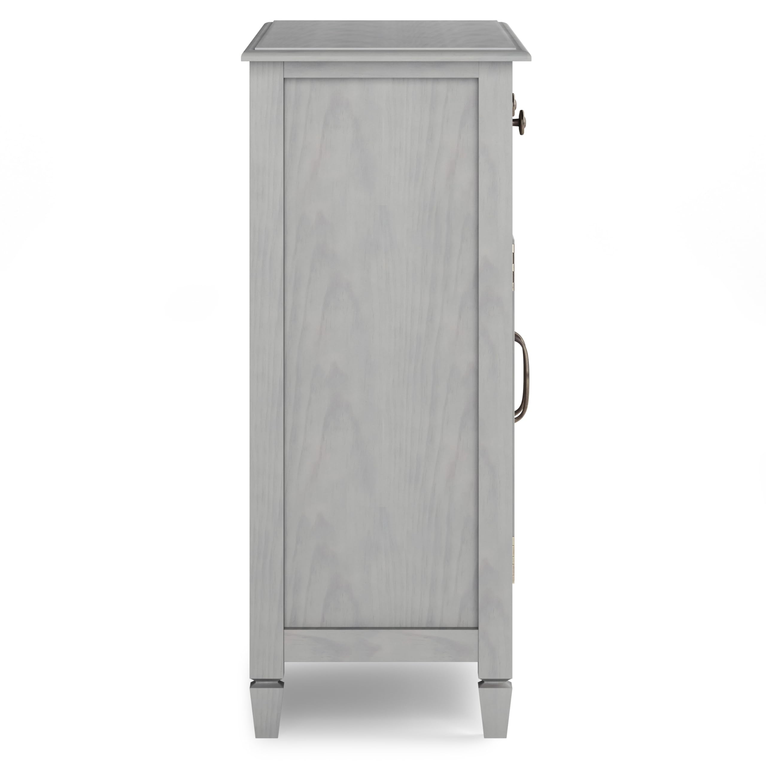 SIMPLIHOME Connaught 40-inch Wide Solid Wood Storage Cabinet in Fog Grey for Entryway, Living Room, Organizer for Hats, Gloves, Shoes, Keys, Slim Design, Traditional Style
