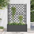 Mhdvray Raised Bed Planter 39.4x16.9x55.9 in Anthracite Plastic Self Watering Trellis Box for Climbing Plants Indoor Outdoor Patio Balcony Garden