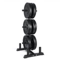 CAP Barbell 260 lb Elite Olympic Plate Set with Traditional Plate Rack & Barbell Storage | 6 Weight Posts + 4 Barbell Holders