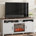 IDEALHOUSE Fireplace TV Stand, Entertainment Center with Fireplace, Farm TV Cabinet with Cupboard Door, Suitable for Living Room and Bedroom