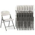 COSTWAY 12 Pack Folding Chairs, Stackable Plastic Chairs w/Waterproof Seat, Heavy-Duty Metal Frame, Handle Slot, 350 LBS Capacity, Portable Indoor Outdoor Event Chairs for Office Wedding Party, White