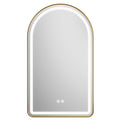 MYlovelylands 30x40 Inch LED Bathroom Arch Mirror, Gold Metal Frame, Adjustable Color Temp & Brightness,Anti-Fog,Shatter-Proof Rounded Arched Tempered Vanity Mirror for Wall