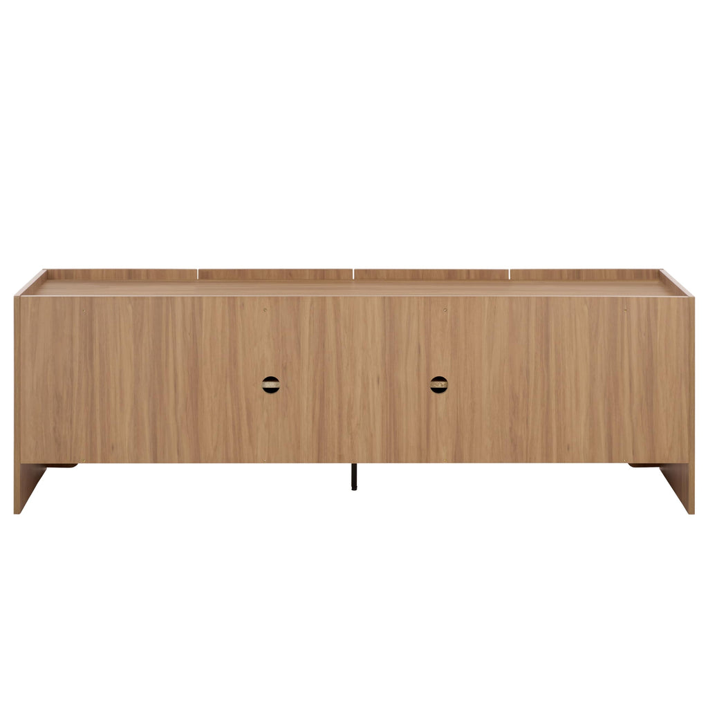 SAFAVIEH Furniture - Takami Media Stand for TVs up to 75" - Oak 4-Door Modern Entertainment Console with Storage Cabinets (MED3604A)