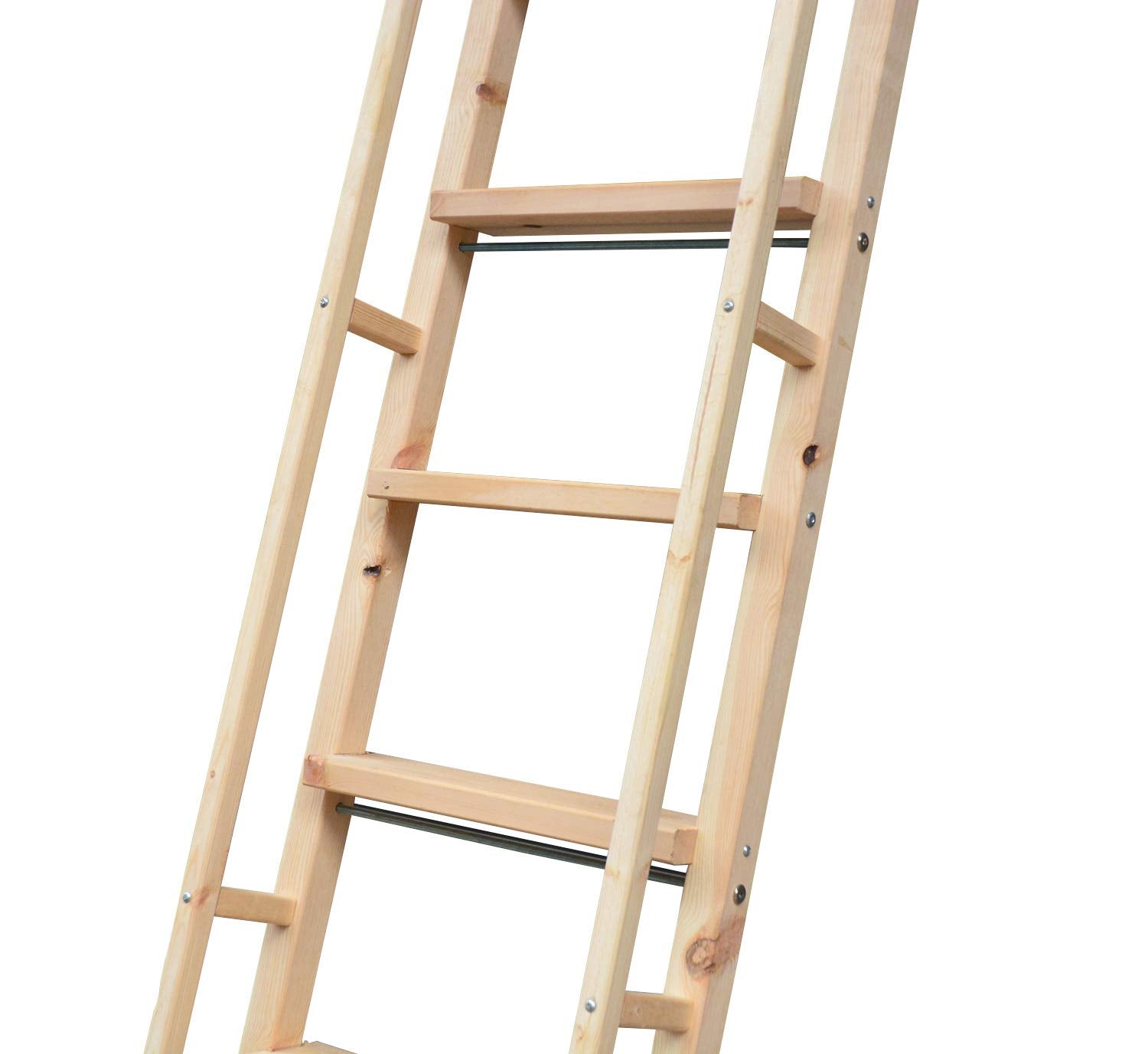 DIYHD 87" Glab Handle Knotty Pine Wood Ladder Sliding Library Roller Ladder,Fit Round Tube Stainless Steel Library Sliding Hardware