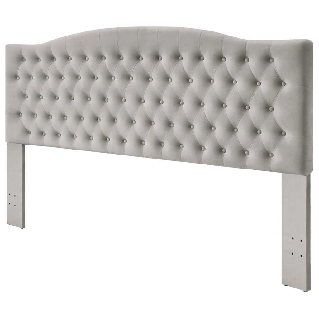 Furpopup Velvet Upholstered Headboard King/Cal King Size Latest Model Wall Mount, Bed Frame Mount, Featuring High-Density Sponge Padding, Luxury Texture Easy Assembly and Style-Silver Gray