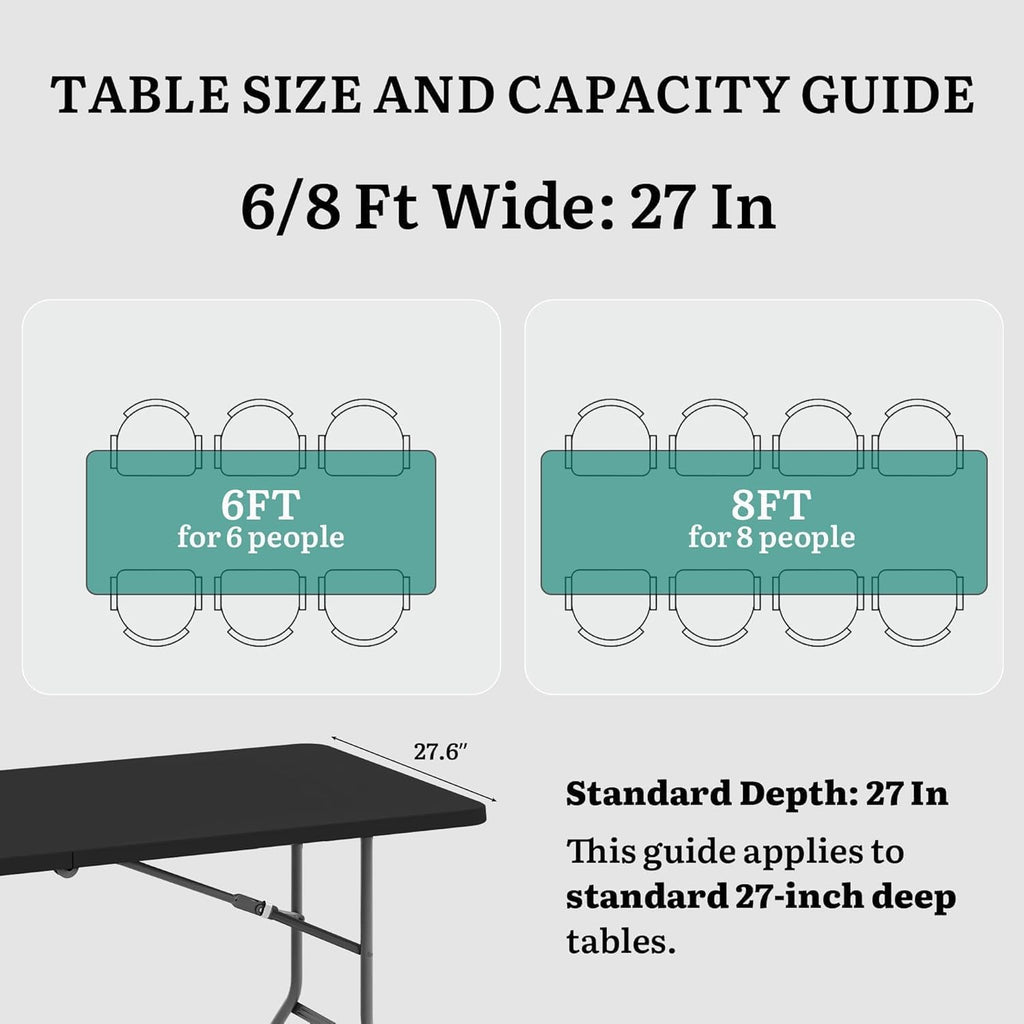 YITAHOME 8-Pack 6ft Folding Table w/1.38" Thick Tabletop Heavy Duty, Portable Outdoor Folding Tables w/Carrying Handle for Camping Picnic Parties/Indoor Events, Black
