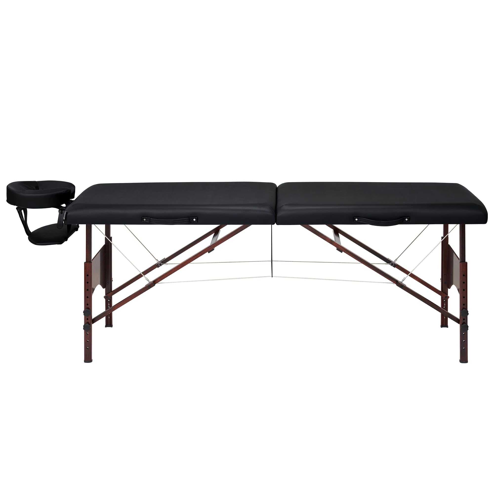 Master Massage Argo 28" Portable Massage Table with Walnut Legs – Spa Bed, Lash Table, Tattoo Bed, Beauty Bed – Black (Ambient Lighting System)