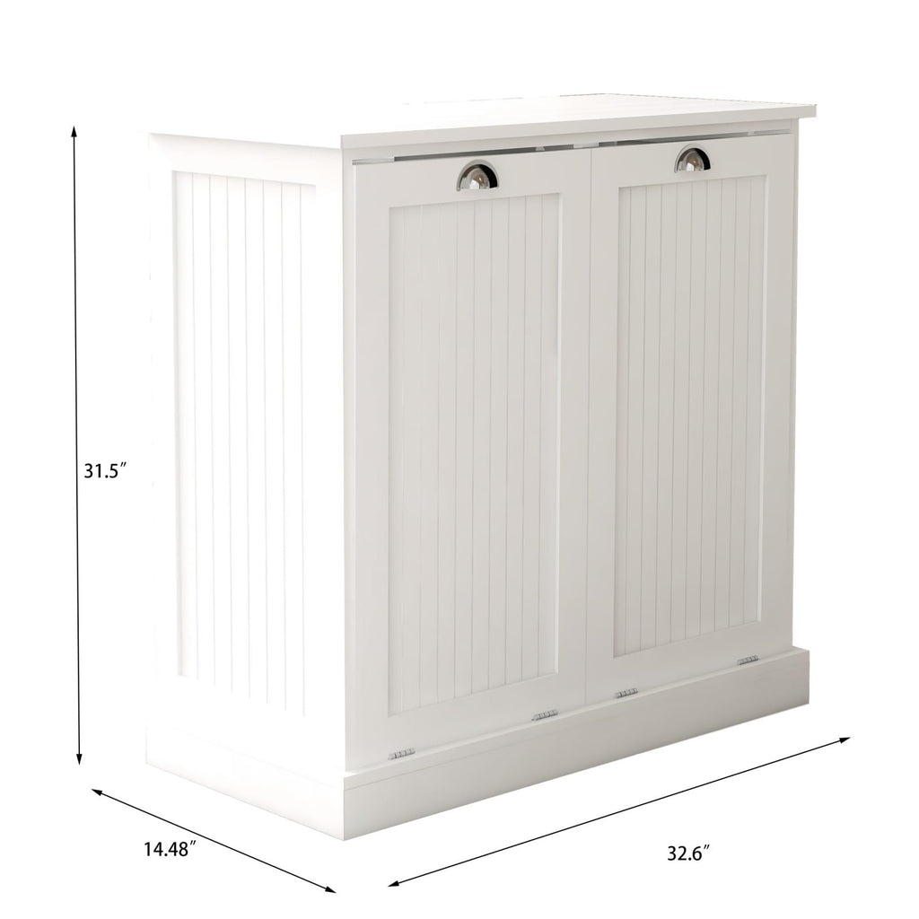 KCSWKJ Two-Compartment Tilt-Out Laundry Sorter Cabinet-White