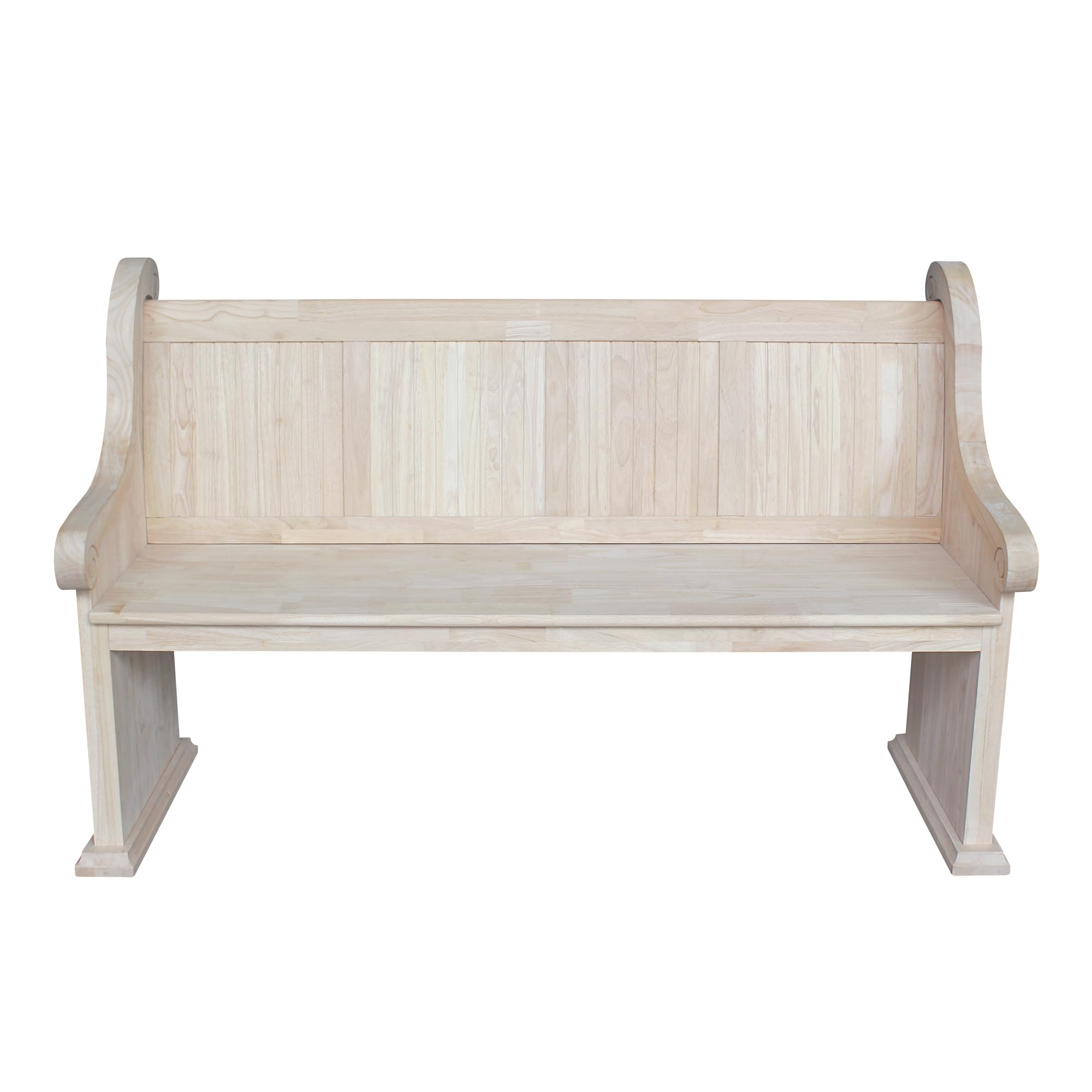 IC International Concepts, Sanctuary Bench, Solid Real Wood, Sturdy Parawood, Entryway/Dining/Living, Spacious Dimensions 58" W x 17.7" D x 18" H, 450 LBS Capacity, Paint/Stain Ready, Unfinished