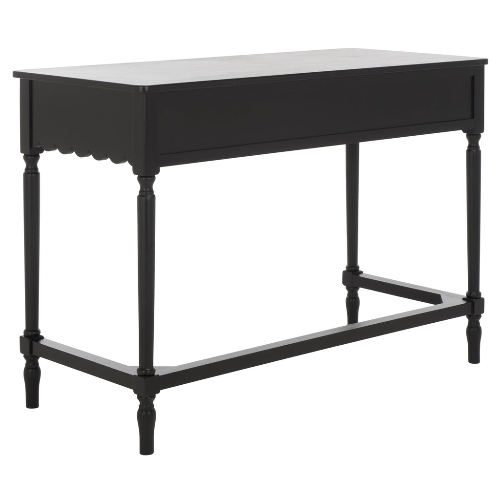 SAFAVIEH Furniture - Haven 2-Drawer Writing Desk - Matte Black - Solid Wood - Classic Storage Design - Ideal for Home Office, Den, Living Room, 42.1" W x 18.9" D x 29.5" H (DSK5715B)