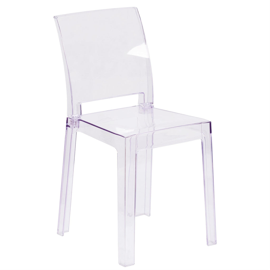 Flash Furniture McKenna 4 Pack Ghost Chair with Square Back in Transparent Crystal