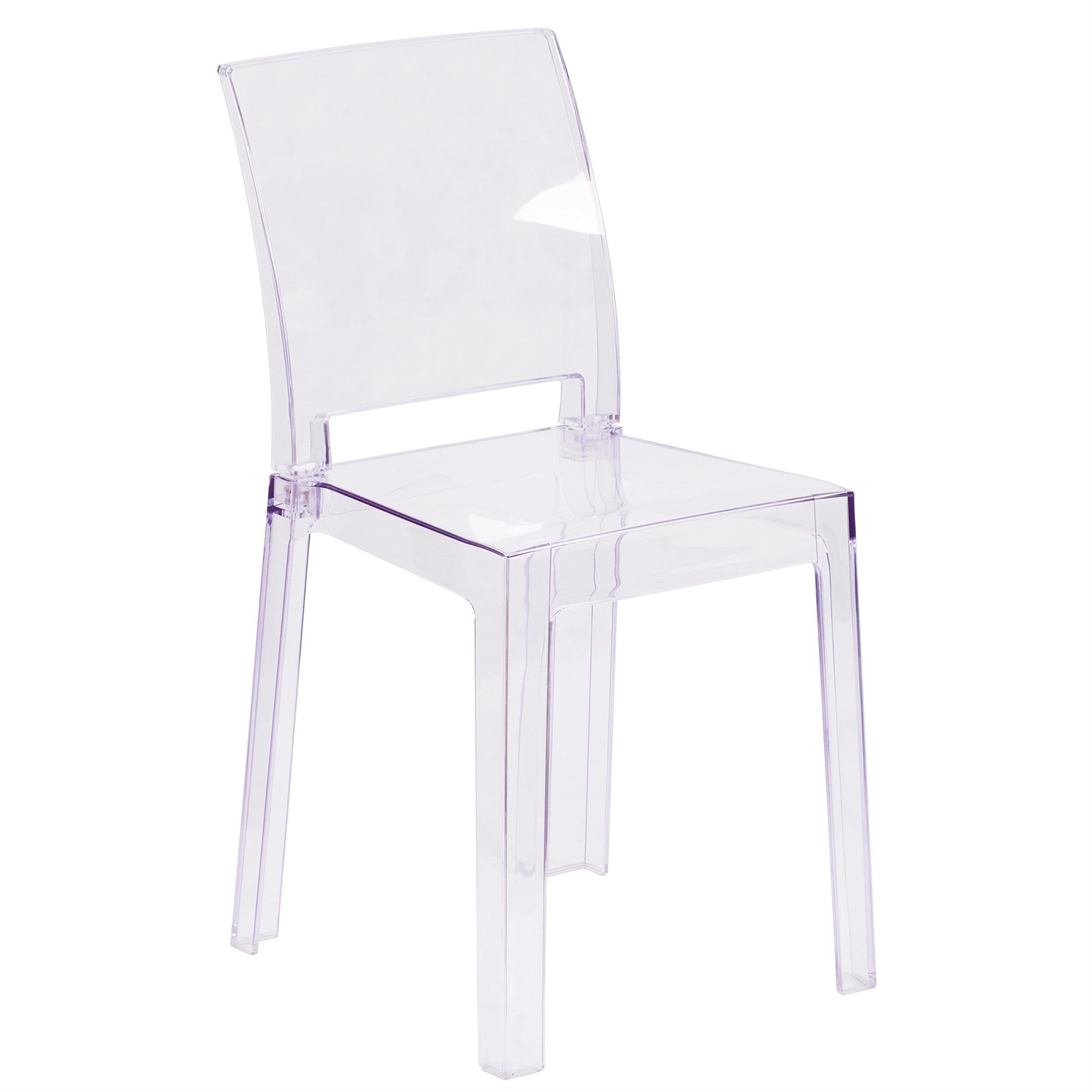 Flash Furniture McKenna 4 Pack Ghost Chair with Square Back in Transparent Crystal
