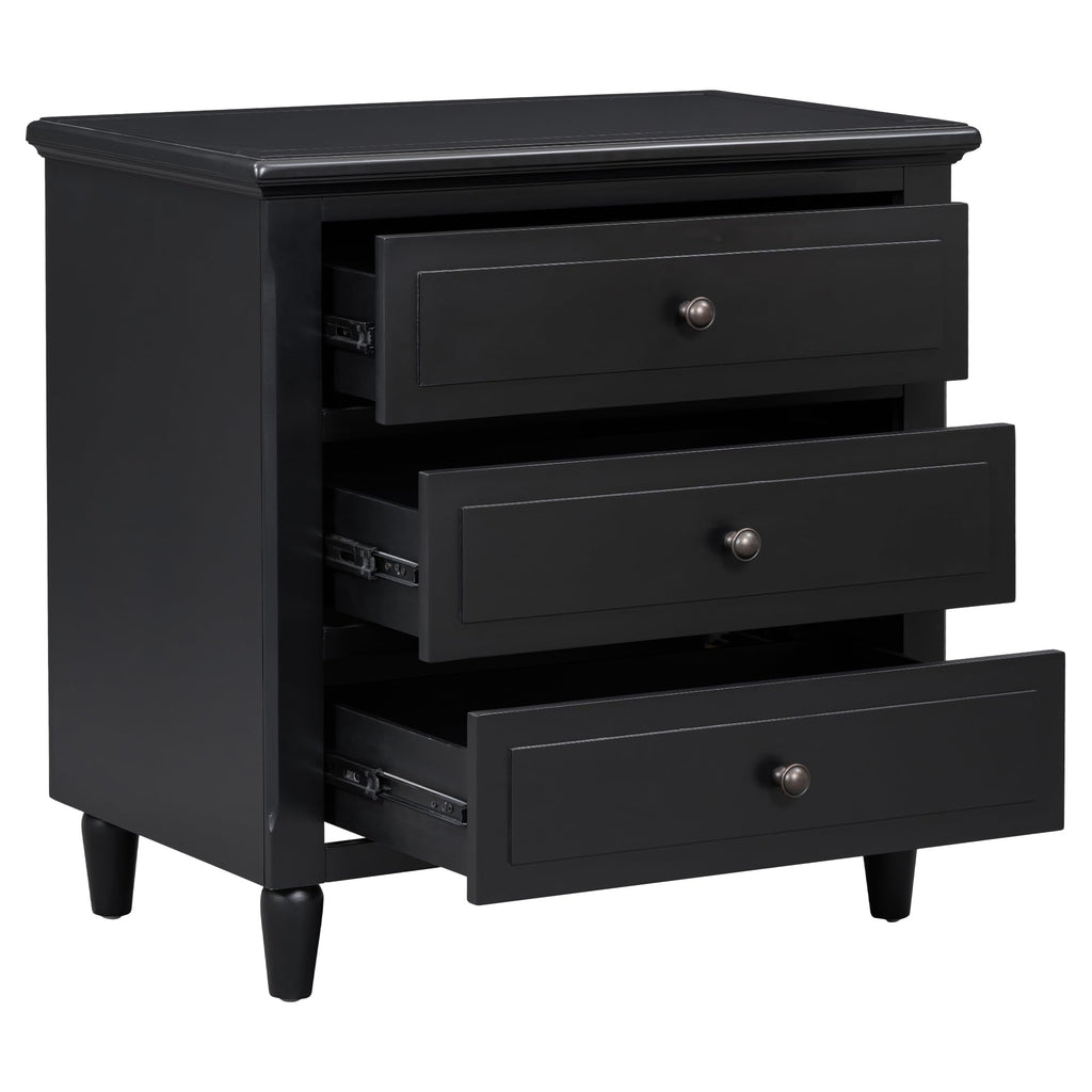 Nightstands with 3 Drawers for Bedroom, Modern Wood Bedside End Table