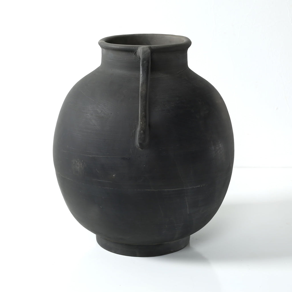 Approx.14 Earthy Gray Pottery Vase with Two Decorative Handles