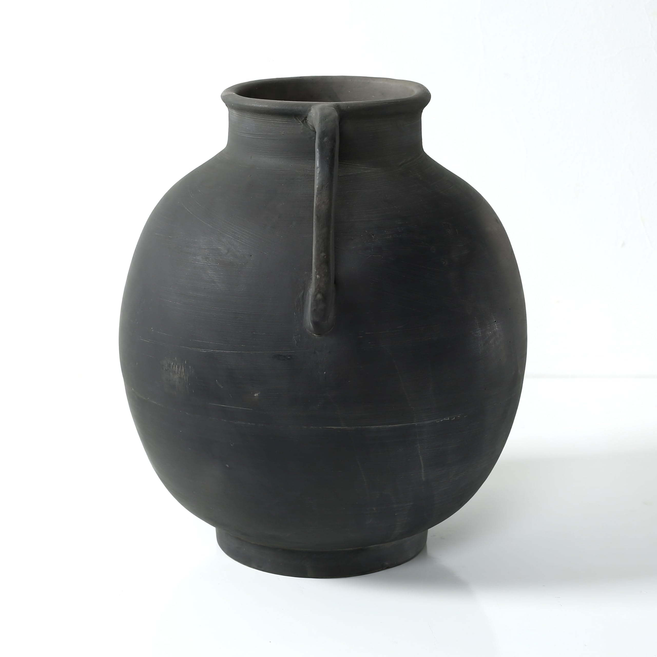 Approx.14 Earthy Gray Pottery Vase with Two Decorative Handles