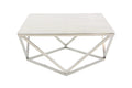 Deco 79 Ceramic Accent Table with Marble Top, 29" x 29" x 18", White