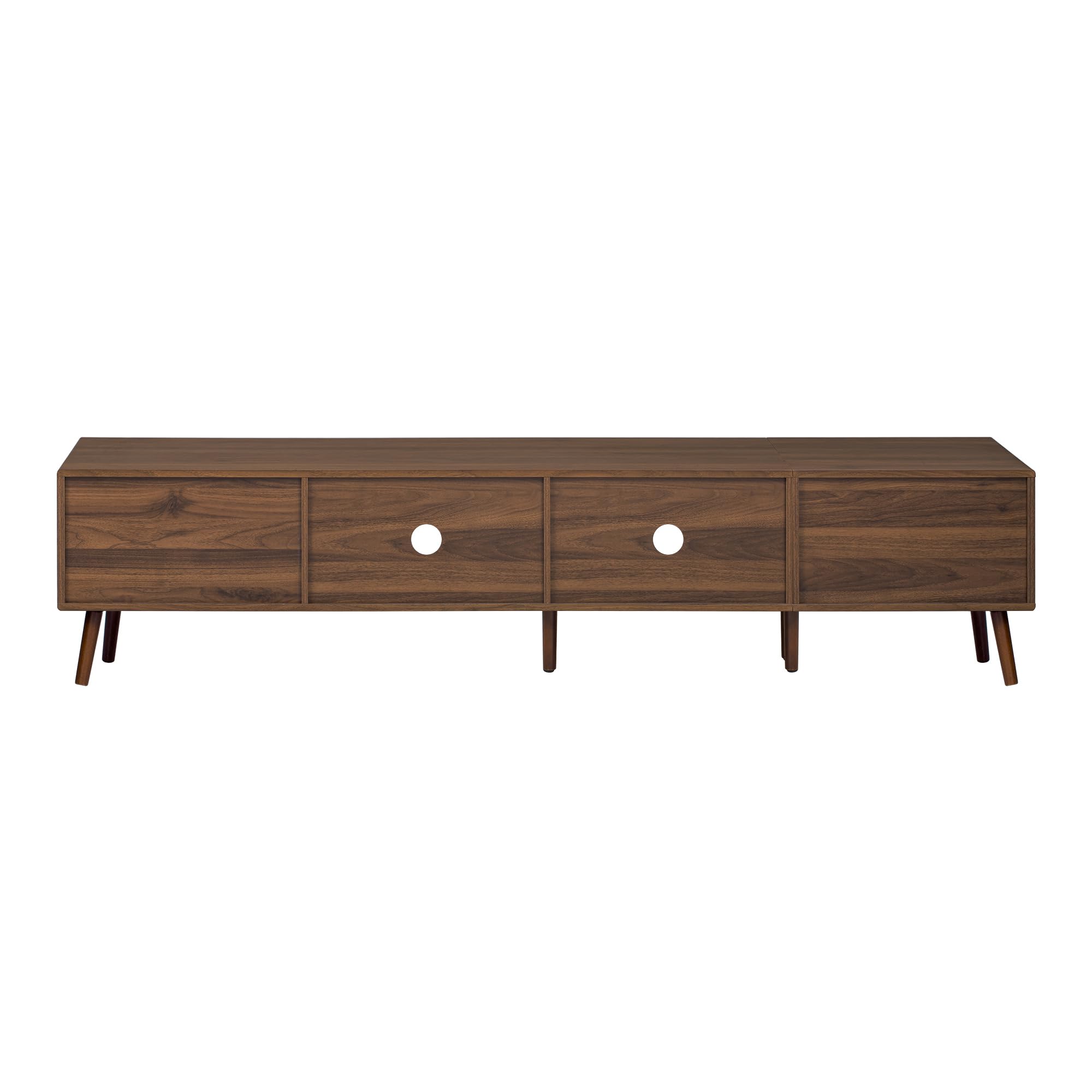 Merax Modern 76 Inch TV Stand for 85 Inch TV, Wood Grain Media Console with Glass Doors, Storage Cabinets & Drawers, Entertainment Center for Living Room Bedroom