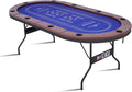 RAYKEEP Foldable Poker Table for 10 Players, 84" Folding Blackjack Texas Holdem Table, Portable Casino Leisure Card Board Game Table with Cup Holders and Padded Rails for Game Room (Brown)