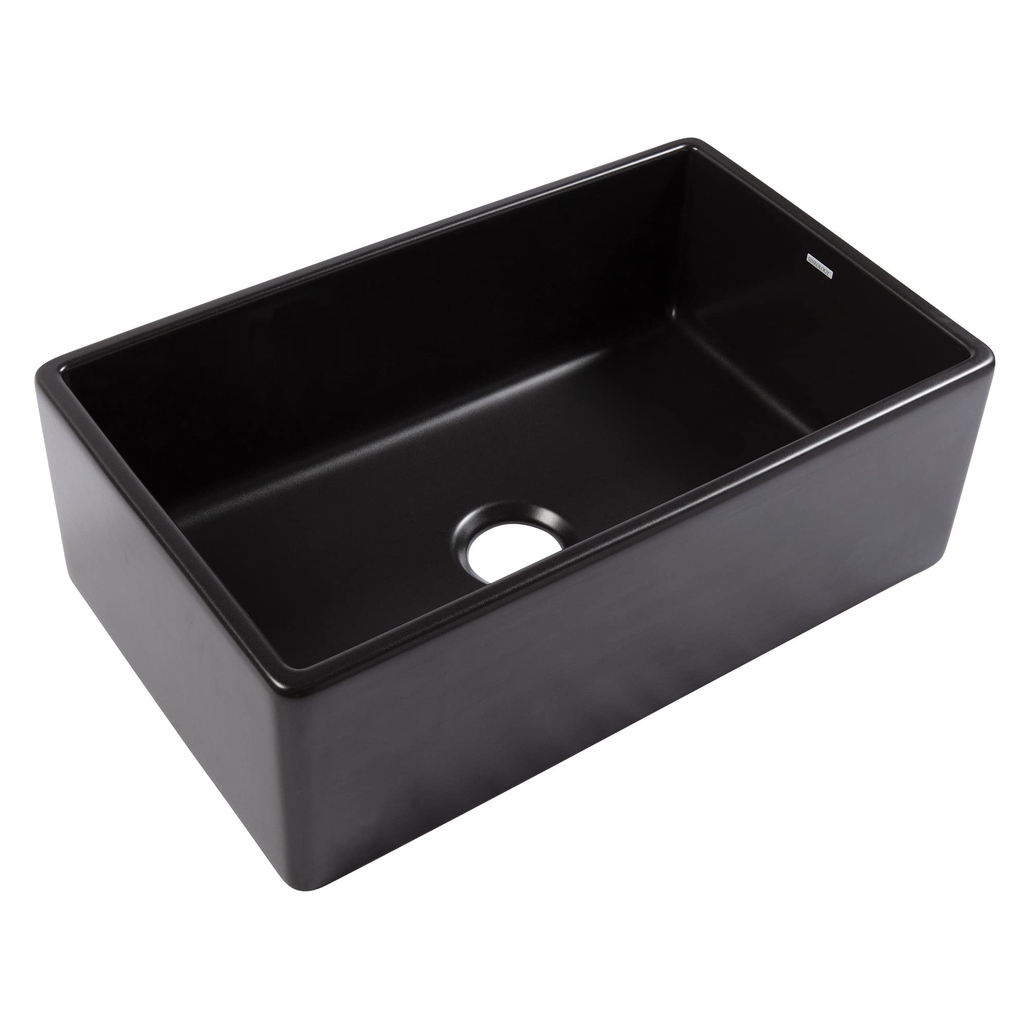 Sinkology Austen 30 Inch Black Fireclay Farmhouse Kitchen Sink, Single Bowl, Apron-Front, Undermount Installation, Fits 33 Inch Cabinet, Surefire Finish