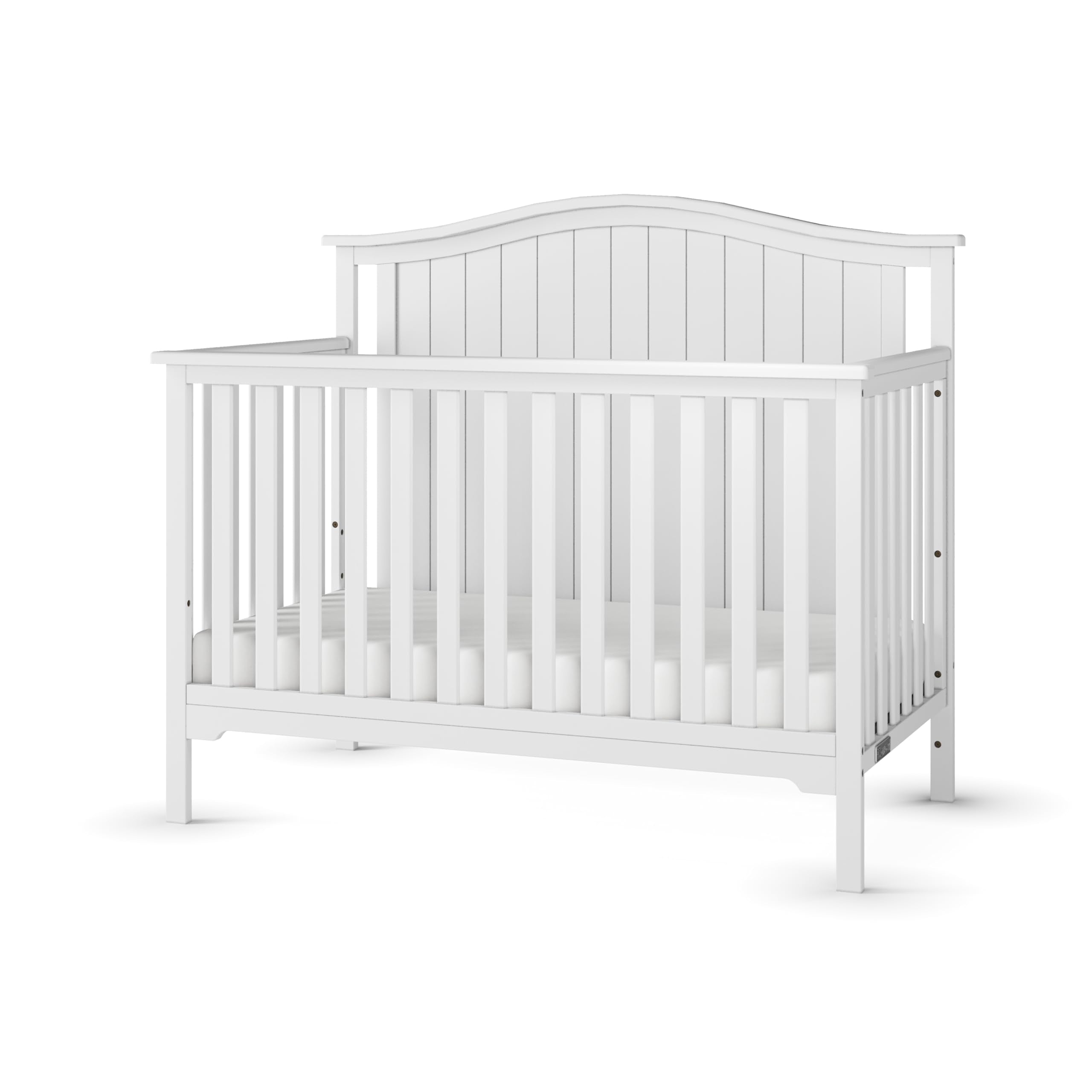 Child Craft Hampton Arch 4-in-1 Convertible Crib, Baby Crib Converts to Day Bed, Toddler Bed and Full Size Bed, 3 Adjustable Mattress Positions, Non-Toxic, Baby Safe Finish (Matte White)