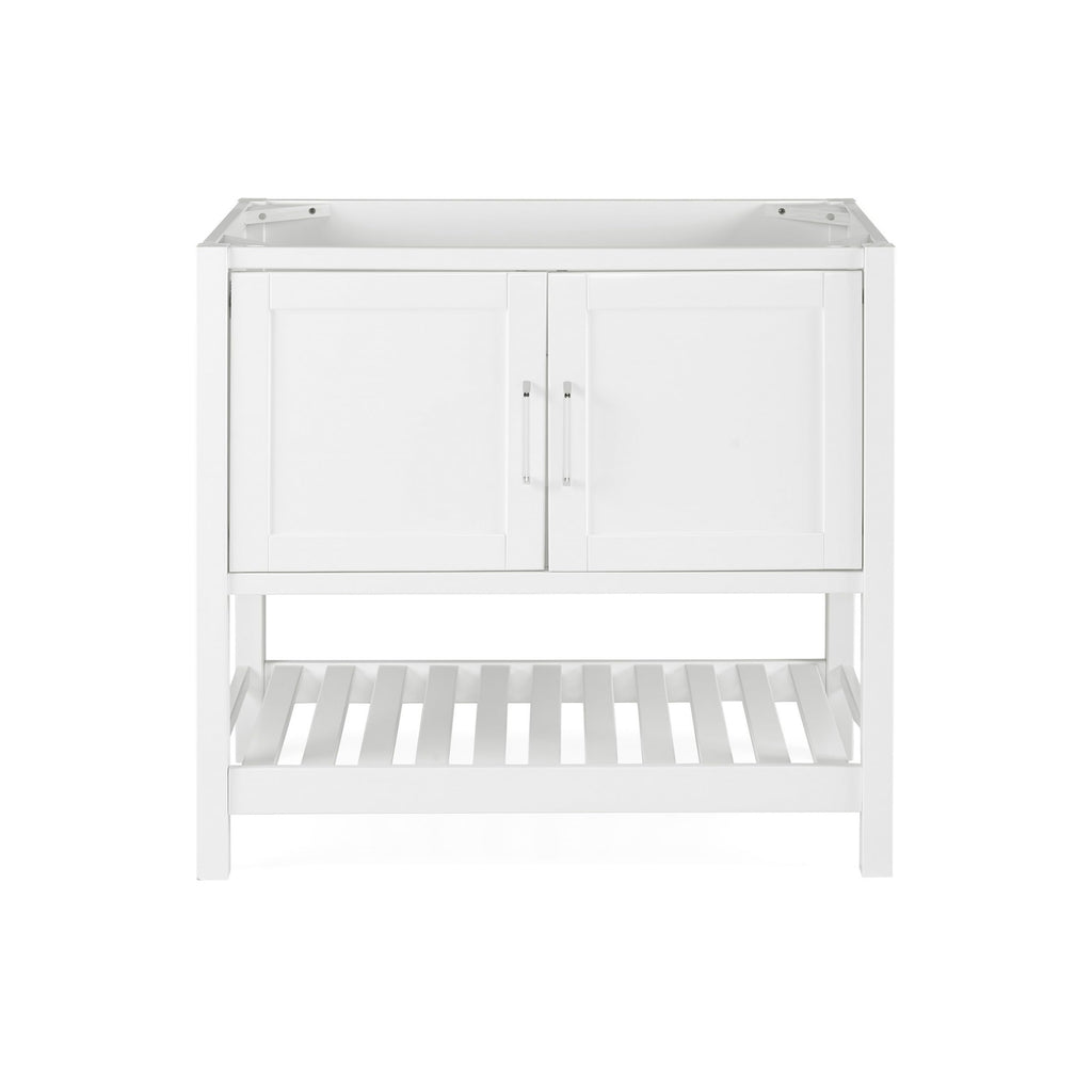 Alaterre Furniture Bennet Bathroom Vanity Without Sink – 36" Freestanding Wood Vanity Cabinet with Soft-Close Shaker Doors, Single Sink Base (White)