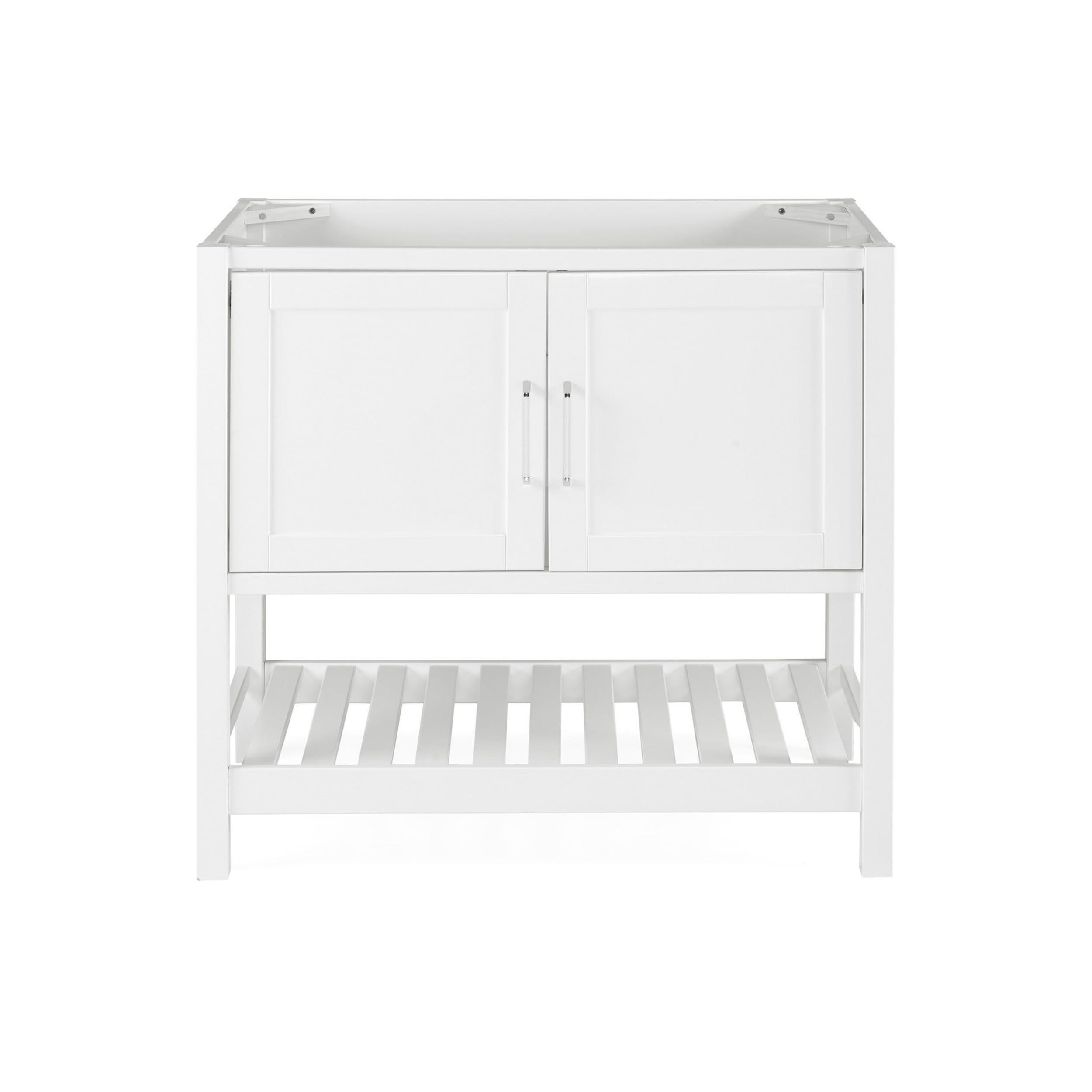 Alaterre Furniture Bennet Bathroom Vanity Without Sink – 36" Freestanding Wood Vanity Cabinet with Soft-Close Shaker Doors, Single Sink Base (White)
