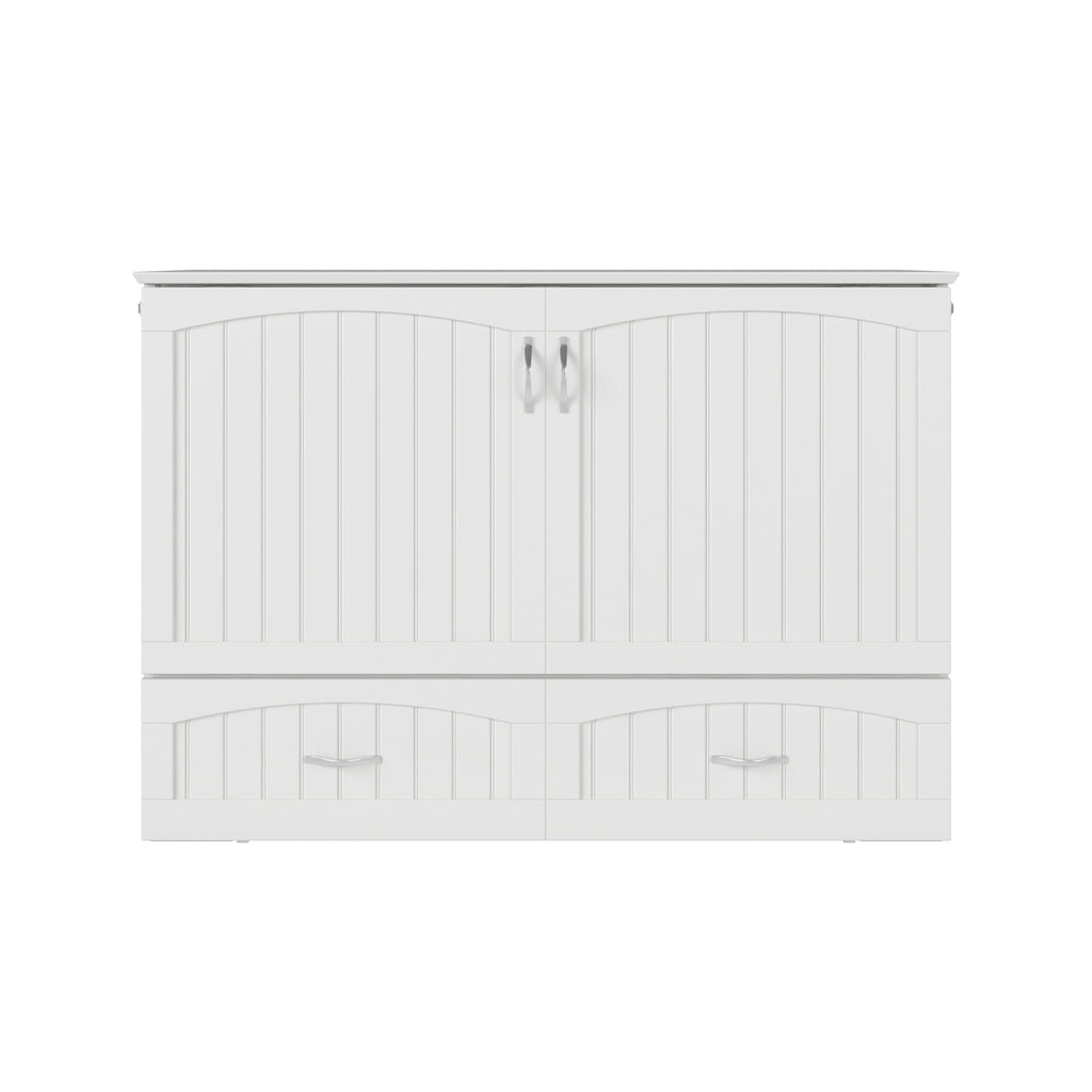 AFI, Southampton Murphy Bed Chest Full with 6" Mattress, Built-in USB Charger & Storage Drawer, White