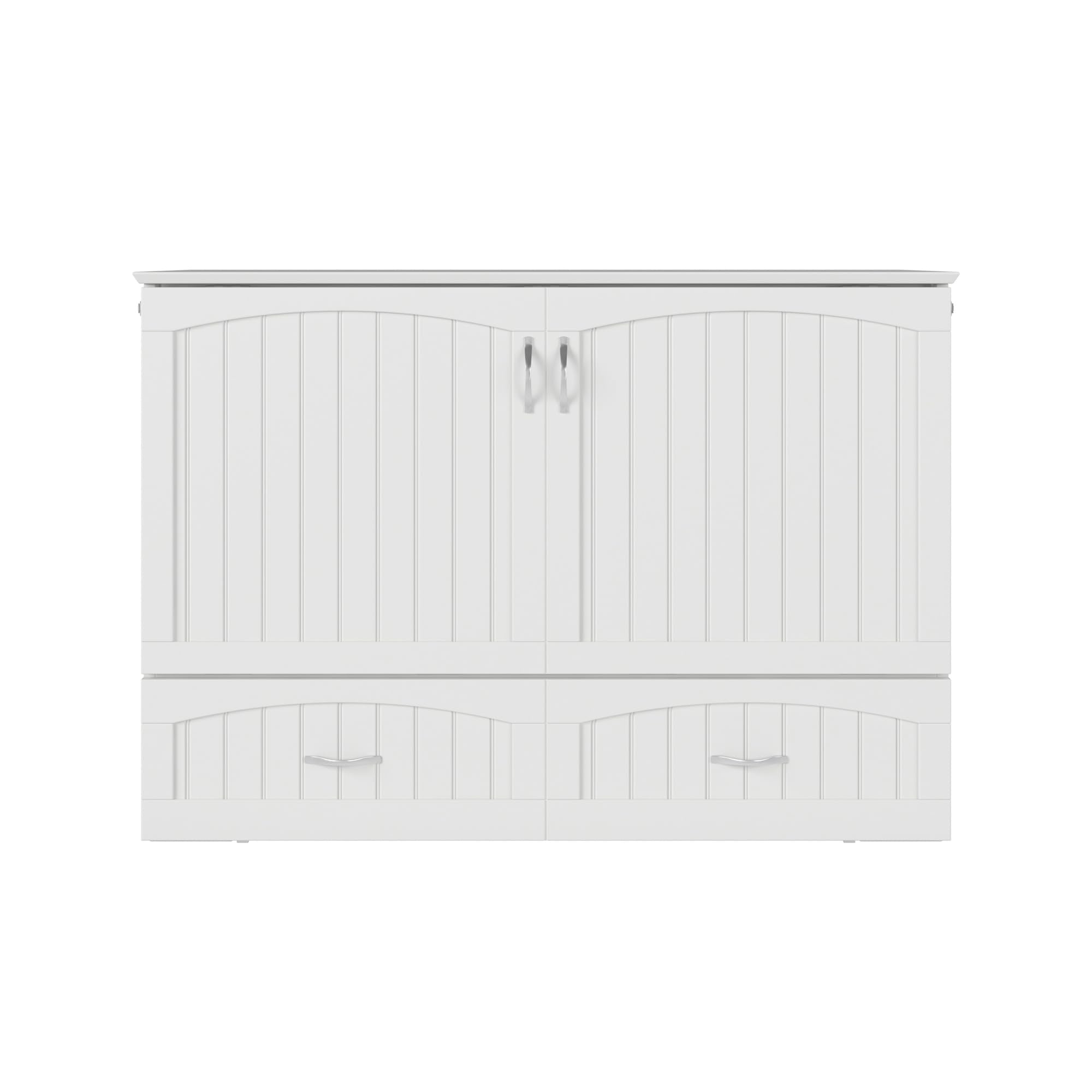 AFI, Southampton Murphy Bed Chest Full with 6" Mattress, Built-in USB Charger & Storage Drawer, White